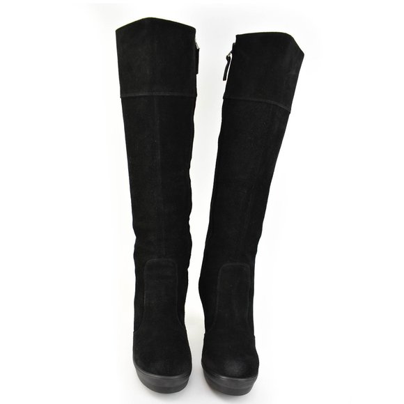 FENDI: Black, Suede & Logo, Tall Platform Boots - Picture 2 of 10